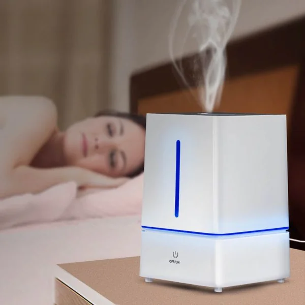 Humidificateur à Ultrasons Brumisateur Froid Brume Humidificateur d’Air, réservoir 4 Litres, 23W, 17x17x25cm, Blanc