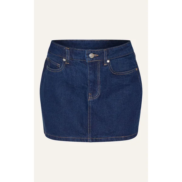 Indigo Chemise En Denim Raccourcie À Coutures Contrastées