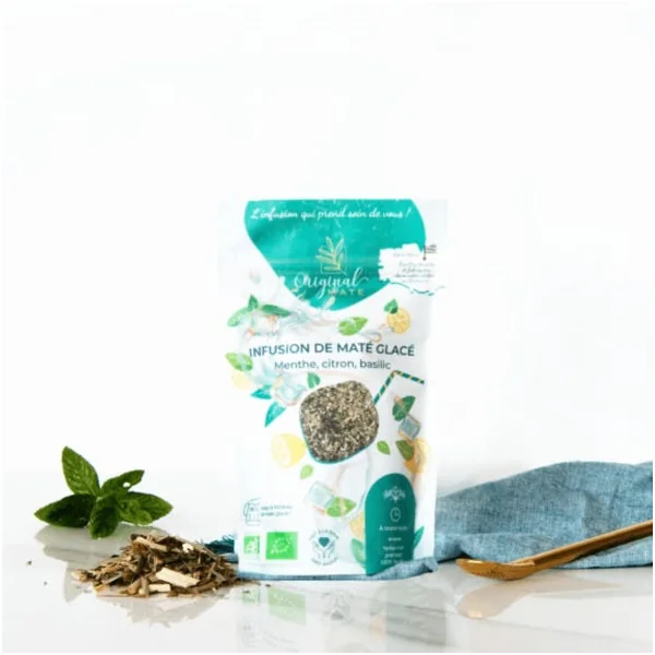 Infusion de maté glacé menthe, citron, basilic bio