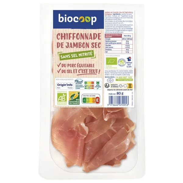 Jambon sec supérieur chiffonnade 80g