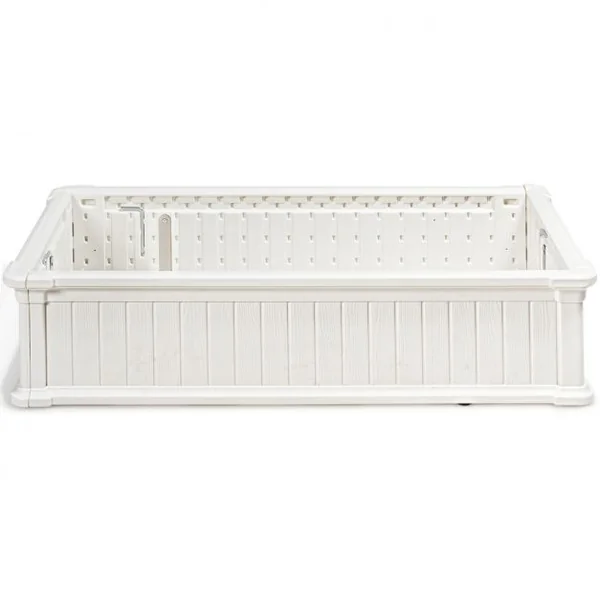 Jardinière en Plastique Bac à Plantes Rectangulaire pour Légumes et Fleurs 122 x 60 x 30 cm Blanc