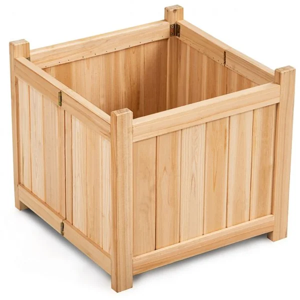Jardinières en Bois Bac à Plantes avec Charnières Métal-Fonction de Drainage 38 x 38 x 35 cm