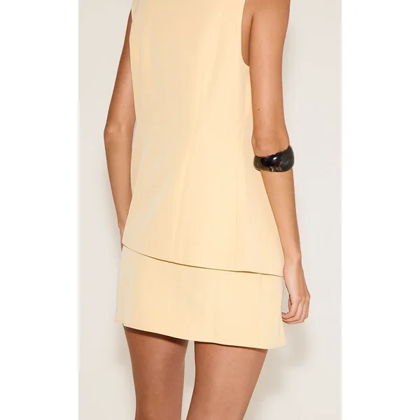 Jaune Beurre Jupe Mini Taille Mi-haute Tissée Ajustée