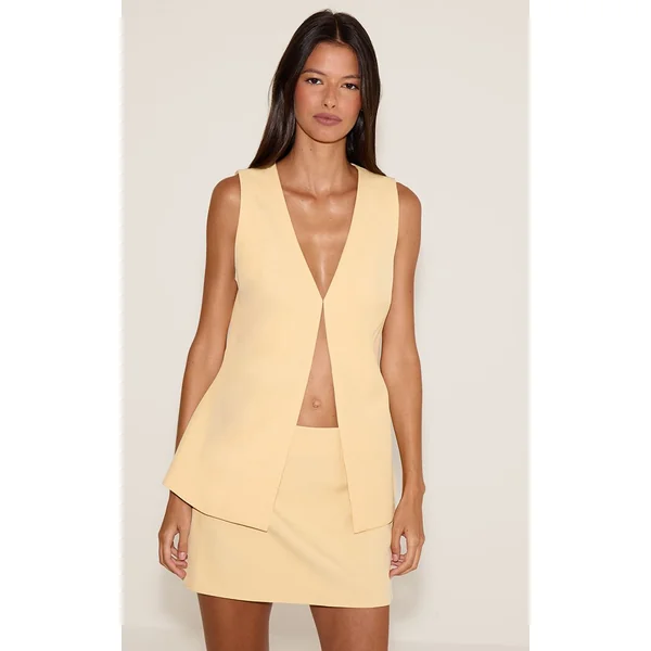 Jaune Beurre Jupe Mini Taille Mi-haute Tissée Ajustée