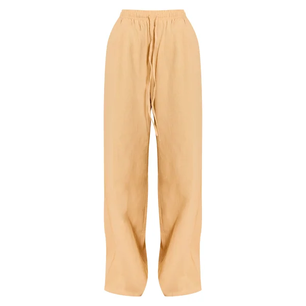 Jaune Beurre Pantalon Large À Cordon De Serrage Aspect Lin Tailleur