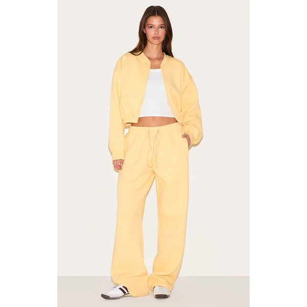 Jaune Beurre Sweat-shirt Court Zippé Avec Cordon De Serrage À La Taille