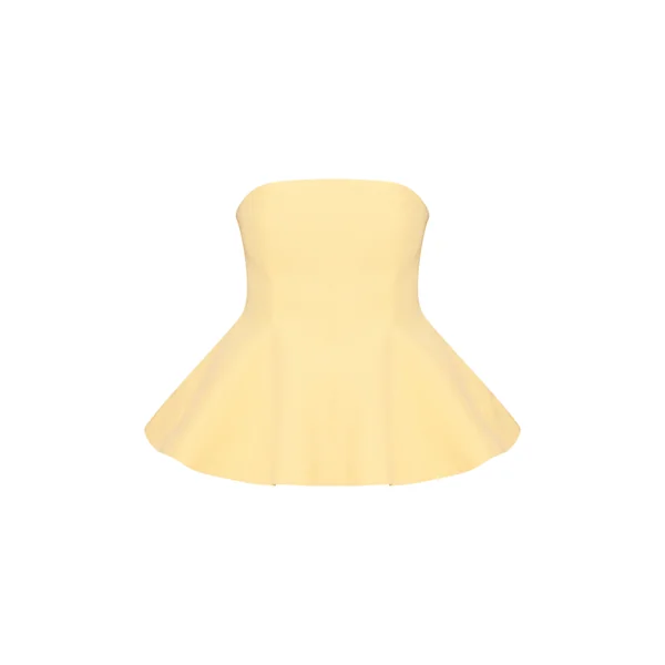 Jaune Beurre Top Bandeau À Basque Structuré En Tissage