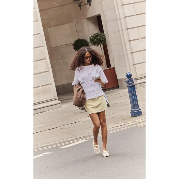 Jaune Citron Jupe Courte Taille Mi-haute