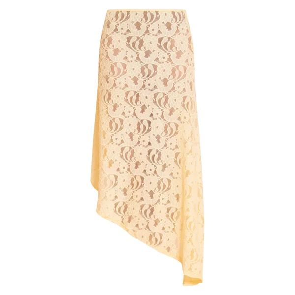 Jaune Citron Jupe Midaxi Asymétrique En Dentelle
