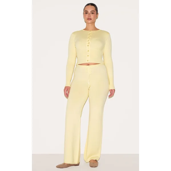 Jaune Citron Pantalon Taille Nouée En Maille Shape