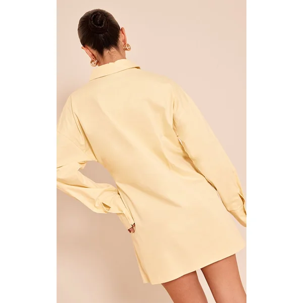 Jaune Citron Robe Chemise À Manches Longues Avec Superposition