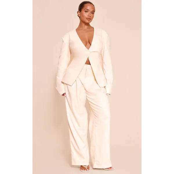 Jaune Pâle Ensemble Blazer Tailleur Taille Cintrée Shape
