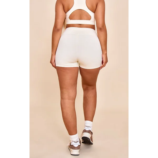Jaune Pâle Short Court Sculptant Taille Haute Shape Active