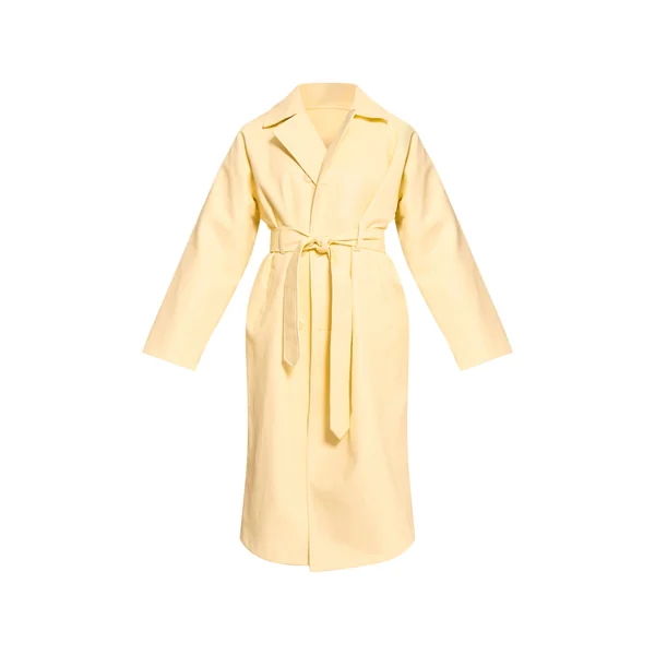 Jaune Pâle Trench Coat Long En Synthétique