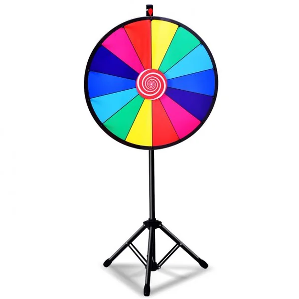 Jeu de Roue de la fortune avec trépied 24 pouces (φ 60cm) personnalisable jeux de société avec stylo effaçable, 2 pointeurs