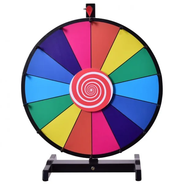 Jeu de Roue de la fortune de table 18 pouces (φ 48cm) personnalisable jeux de société avec stylo effaçable, 2 pointeurs