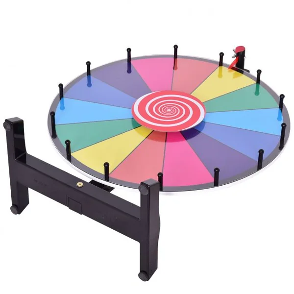 Jeu de Roue de la fortune de table 18 pouces (φ 48cm) personnalisable jeux de société avec stylo effaçable, 2 pointeurs