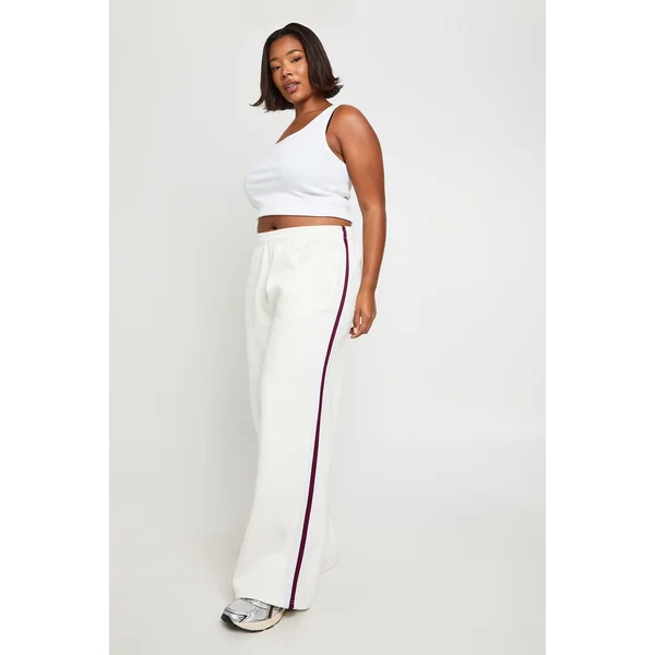 Joggers grande taille à jambes larges avec bande latérale