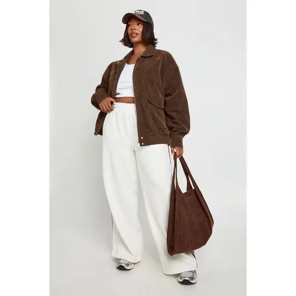 Joggers grande taille à jambes larges avec bande latérale