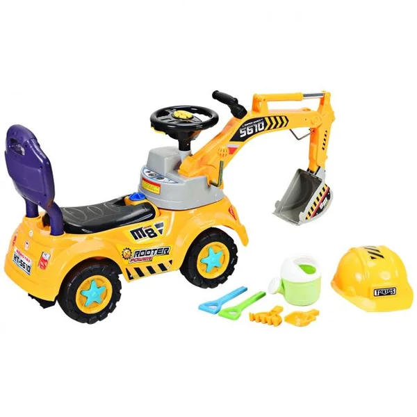 Jouet d’Excavatrice Autoporté pour Enfants de 3 à 5 Ans Camion Pelleteuse pour Enfants en PP, 103x29x46,5cm, Jaune