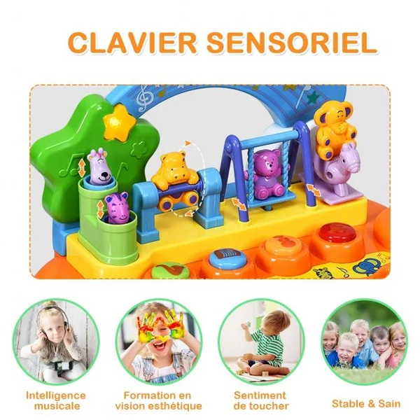 Jouet Musical Bébé avec Lumière et Animeaux Multicolore Instrument de Musique Jouets d'Eveil