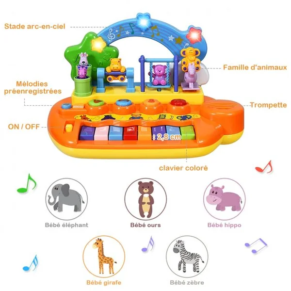 Jouet Musical Bébé avec Lumière et Animeaux Multicolore Instrument de Musique Jouets d'Eveil