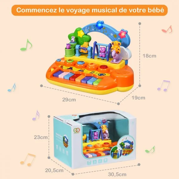 Jouet Musical Bébé avec Lumière et Animeaux Multicolore Instrument de Musique Jouets d'Eveil