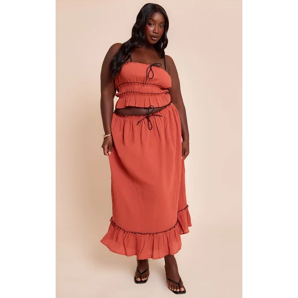 Jupe Maxi Grande Taille En Gaze De Coton À Empiècements Contrastés