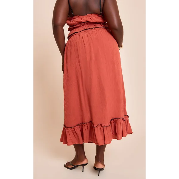 Jupe Maxi Grande Taille En Gaze De Coton À Empiècements Contrastés