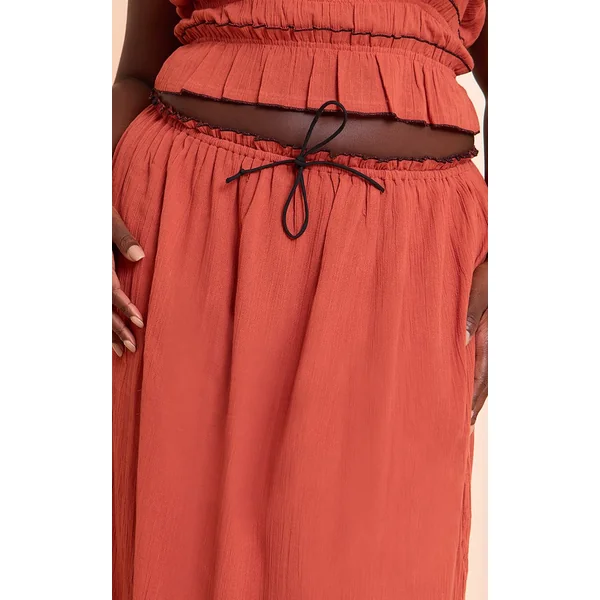 Jupe Maxi Grande Taille En Gaze De Coton À Empiècements Contrastés