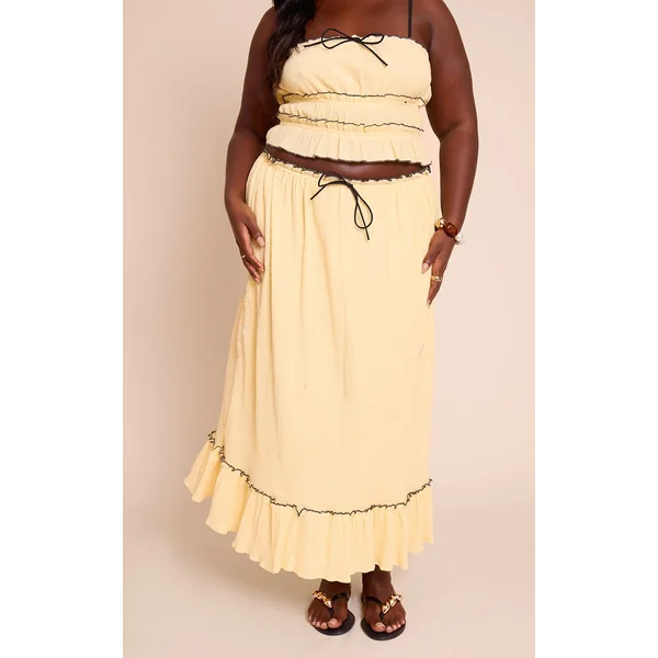 Jupe Maxi Grande Taille En Gaze De Coton À Empiècements Contrastés