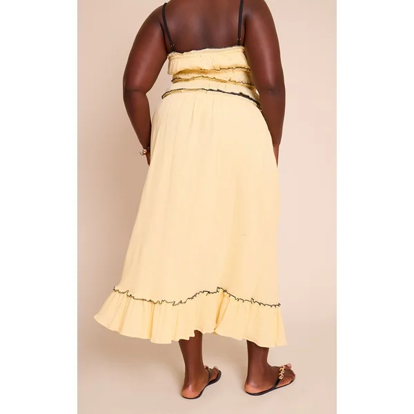 Jupe Maxi Grande Taille En Gaze De Coton À Empiècements Contrastés