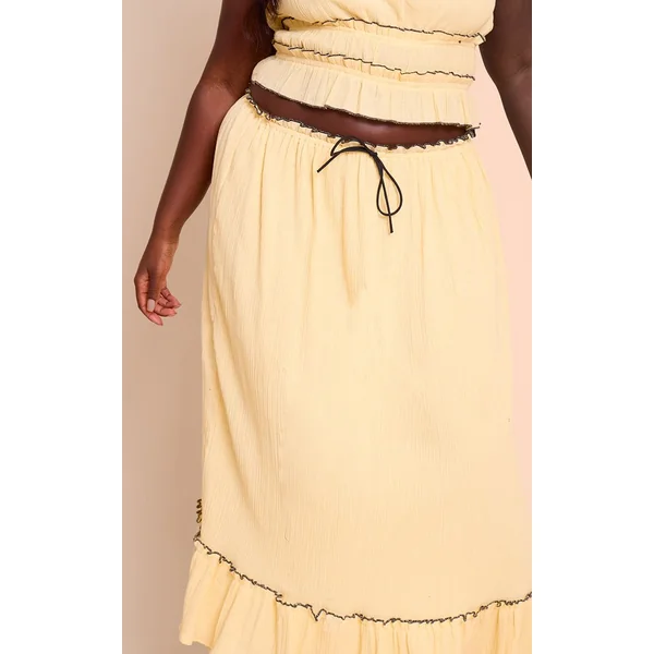 Jupe Maxi Grande Taille En Gaze De Coton À Empiècements Contrastés