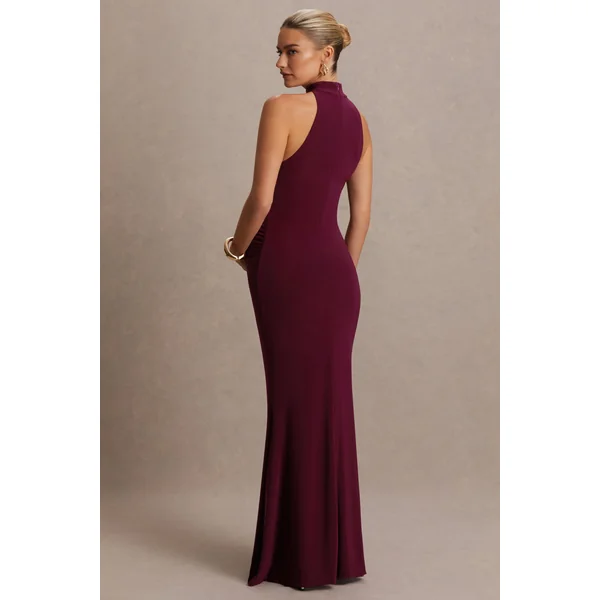 Kaia | Robe de maternité bordeaux à encolure américaine