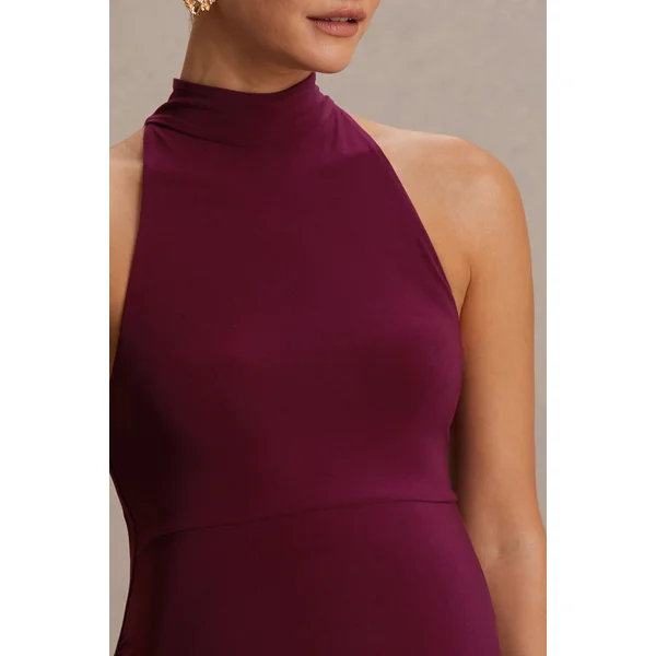 Kaia | Robe de maternité bordeaux à encolure américaine