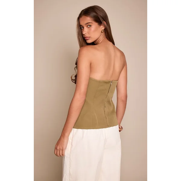Kaki Bandeau Long Stretch Tissé