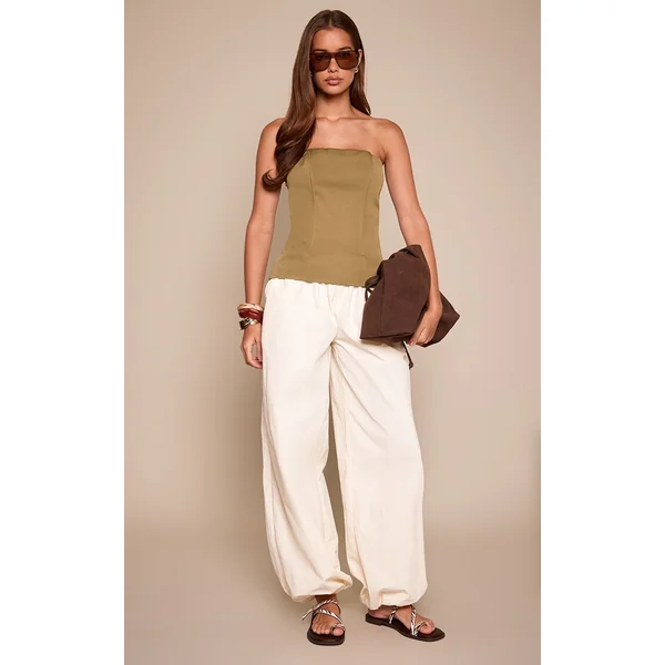 Kaki Bandeau Long Stretch Tissé