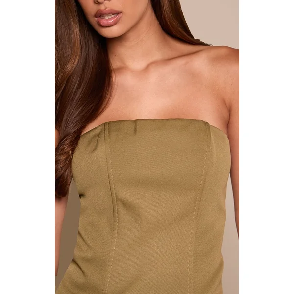 Kaki Bandeau Long Stretch Tissé