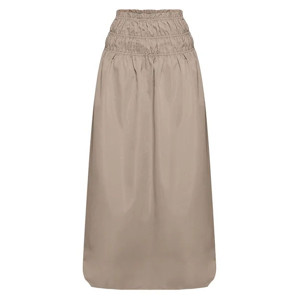 Kaki Ensemble Jupe Longue Tissée À Taille Froncée Et Ourlet À Volants Petite