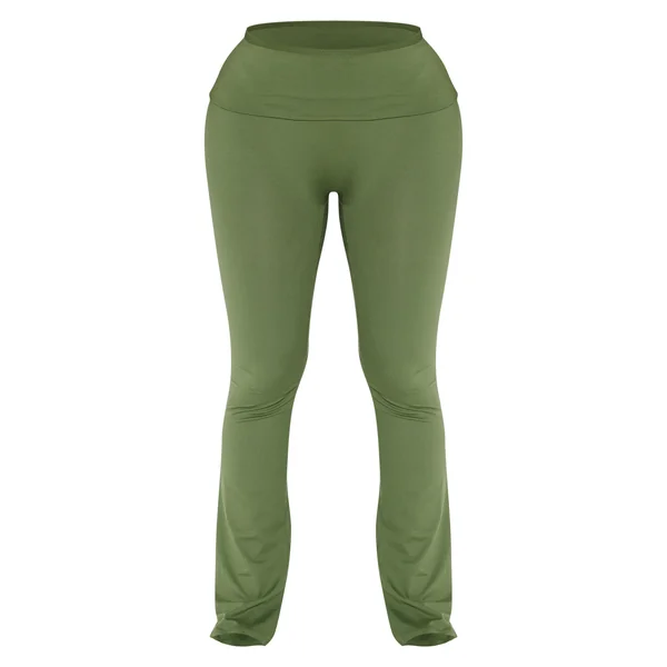 Kaki Pantalon Évasé Taille Haute Sculptant À Rabat Shape Stretch