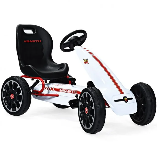 Kart à Pédales d’Extérieur pour Enfants avec Siège Réglable avec Pneus Diamètre de 30cm Blanc