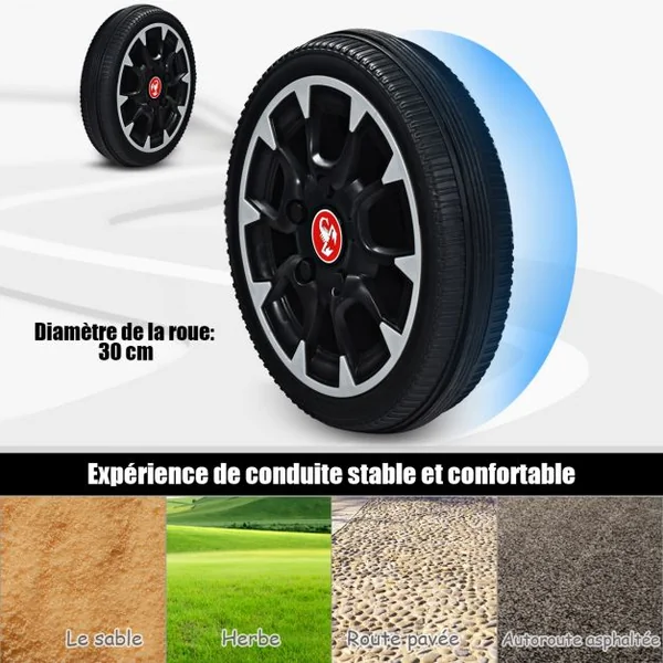 Kart à Pédales d’Extérieur pour Enfants avec Siège Réglable avec Pneus Diamètre de 30cm Blanc