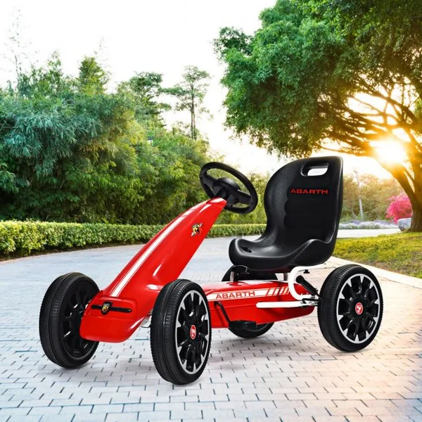 Kart à Pédales d’Extérieur pour Enfants avec Siège Réglable avec Pneus Diamètre de 30cm Rouge