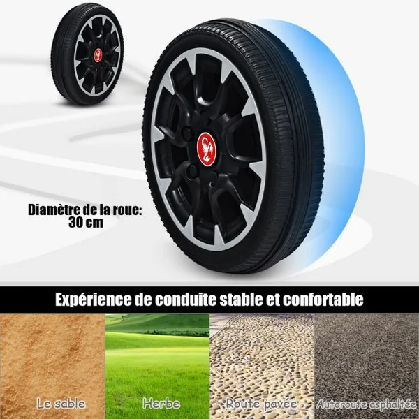 Kart à Pédales d’Extérieur pour Enfants avec Siège Réglable avec Pneus Diamètre de 30cm Rouge
