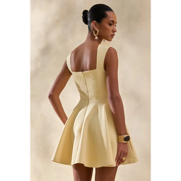 Katya | Mini-robe patineuse à encolure en cœur citron