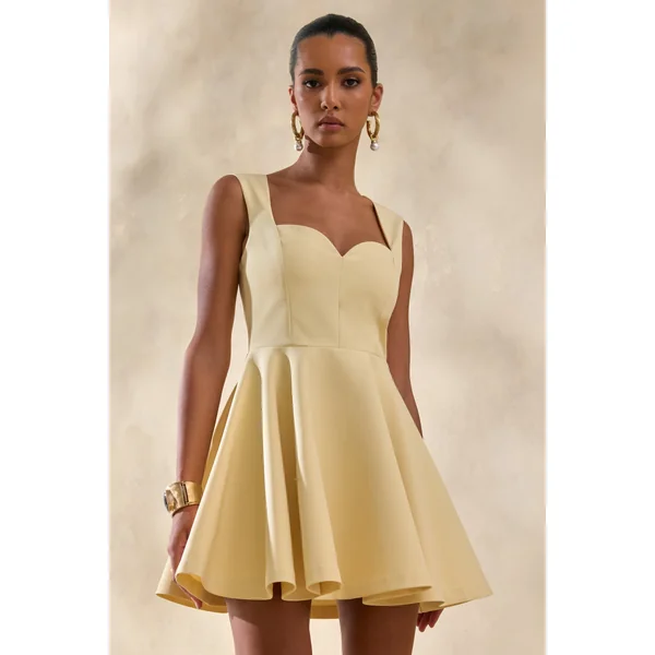 Katya | Mini-robe patineuse à encolure en cœur citron