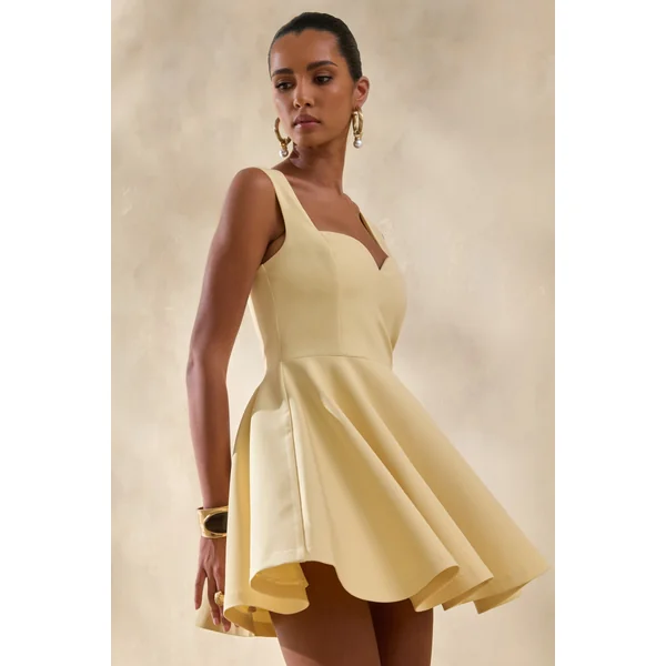 Katya | Mini-robe patineuse à encolure en cœur citron