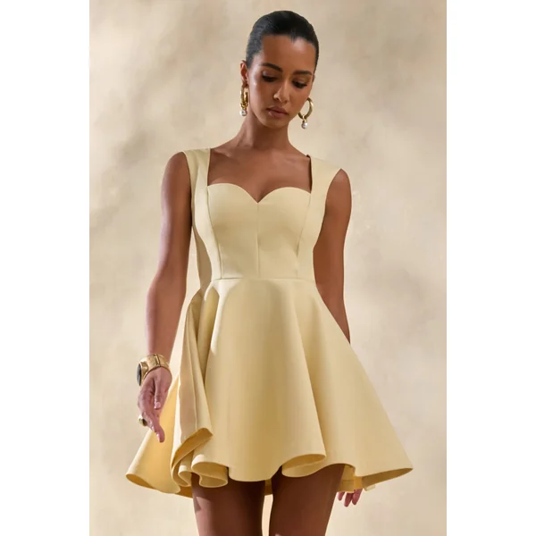 Katya | Mini-robe patineuse à encolure en cœur citron