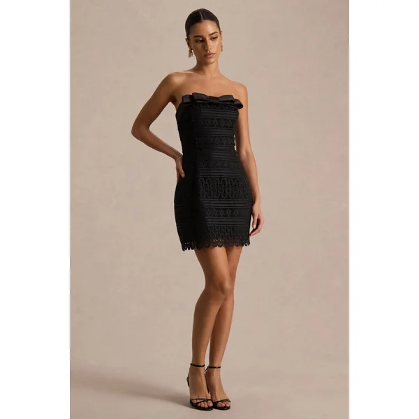 Kerry | Mini-robe bandeau en dentelle noire