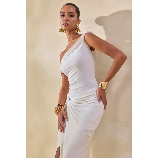 Kesia | Body string blanc asymétrique torsadé
